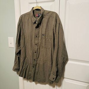 Chaps Ralph Lauren Mens Size XL Green‎ Plaid Button Front Long Sleeve Shirt